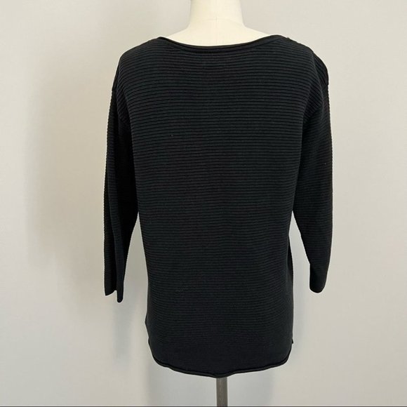 Aritzia Wilfred Black Blanchard Sweater Ribbed Knit Silk Cotton Cashmere Blend - Picture 12 of 15